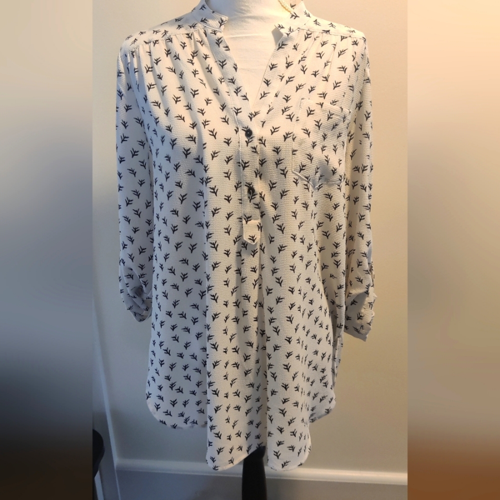 Fun2Fun tunic/blouse tabbed sleeves size xl